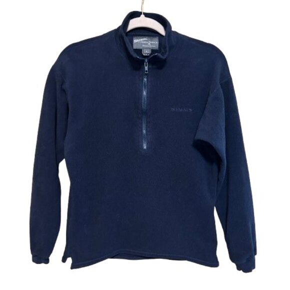 VTG Simms 1/2 Zip Fleece Pullover Men Small Navy Blue Fishing Outdoor - Picture 1 of 6